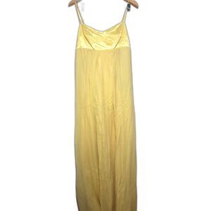 BCBGMaxAzria Dress Gown Women's Size 12 Butter Yellow Pastel Silk Maxi Empire